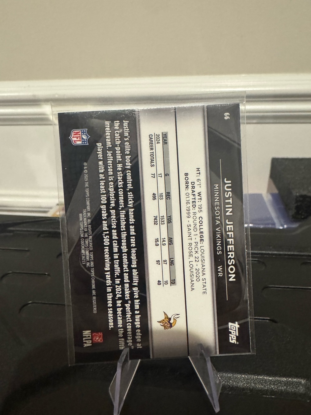 🔥 2025 Justin Jefferson Topps Chrome Black Card. #minnesotavikings - Picture 2 of 2